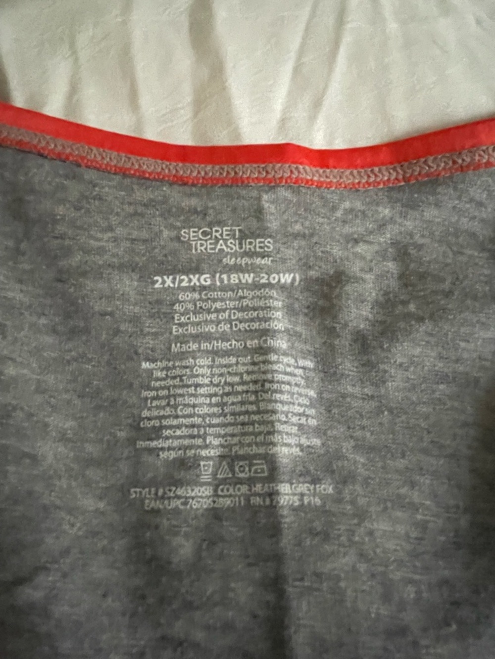 Secret Treasures Gray & Mint Fox Pajama Set NWOT - Picture 4 of 6